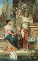Zwei Damen in einem Park - Hans Zatzka — gerahmtes Bild an der Wand