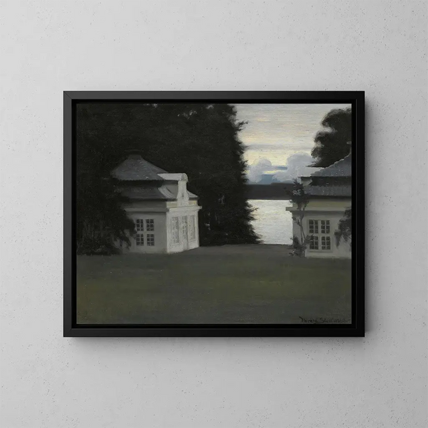Die Pavillons des Eremiten in den königlichen Gärten von Fredensborg - Harald Slott-Møller — gerahmtes Bild an der Wand