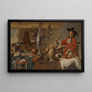 Harmen Steenwijck - A huntsman holding a dead hare with his two dogs.webp