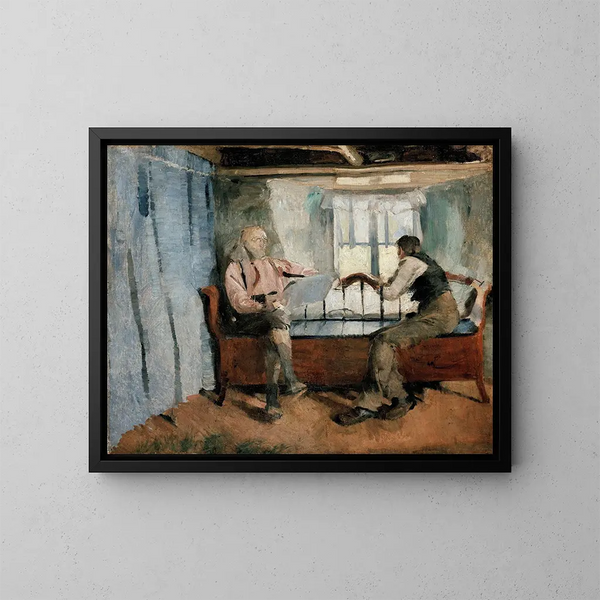 Innenansicht eines Bauernhofs in Knabberud bei Brum - Harriet Backer — gerahmtes Bild an der Wand