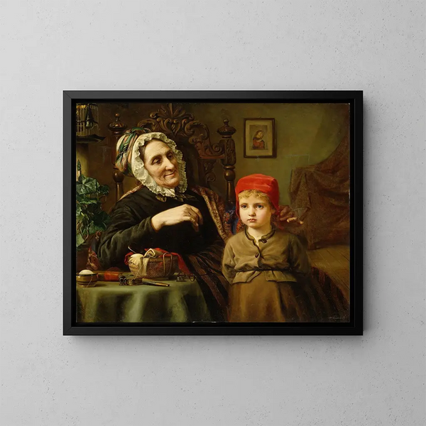 Der kleine Rotkäppchen - Harriet Backer — gerahmtes Bild an der Wand