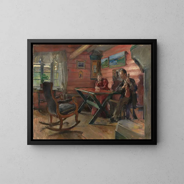 Der Salon in Kolbotn, bei Hulda und Arne Garborg - Harriet Backer — gerahmtes Bild an der Wand