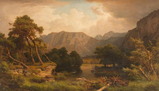 Heinrich Funk - Mountain lake with herons.webp