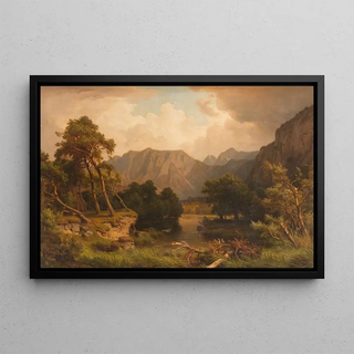 Heinrich Funk - Mountain lake with herons.webp