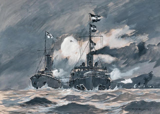 Heinrich Heusser - The last days of the imperial and royal cruiser Kaiserin Elisabeth fighting Japanese forces in Qingdao 1914.webp