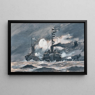 Heinrich Heusser - The last days of the imperial and royal cruiser Kaiserin Elisabeth fighting Japanese forces in Qingdao 1914.webp