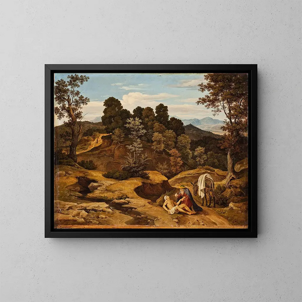 Landschaft mit dem barmherzigen Samariter - Heinrich Reinhold — gerahmtes Bild an der Wand