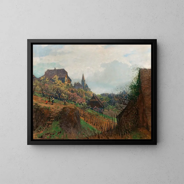 Ansicht von Weienkirchen vom Weinberg in der Wachau-Region - Heinrich Tomec — gerahmtes Bild an der Wand