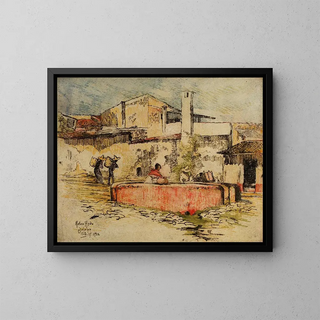 Die rosa Fontaine in Jalapa - Helen Hyde — gerahmtes Bild an der Wand