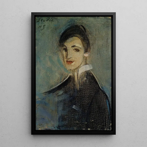 Chanteuse en noir - Helene Schjerfbeck — gerahmtes Bild an der Wand