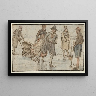 Hendrick Avercamp - Skaters on the Ice a Man Pushing a Sledge and a Kolfplayer.webp