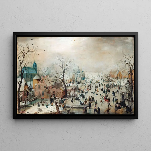 Winterlandschaft mit Schlittschuhläufern - Hendrick Avercamp — gerahmtes Bild an der Wand