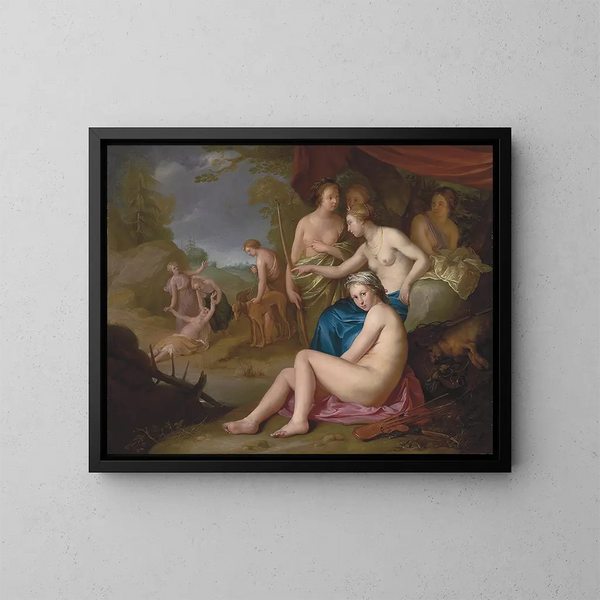 Diane und Callisto - Hendrick Bloemaert — gerahmtes Bild an der Wand