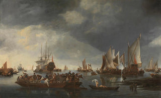 Hendrick Jacobsz Dubbels - Harbor with Sailboats and Ferry Boat.webp