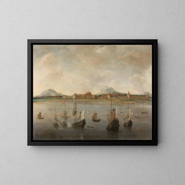 Ansicht von Batavia - Hendrick Jacobsz Dubbels — gerahmtes Bild an der Wand