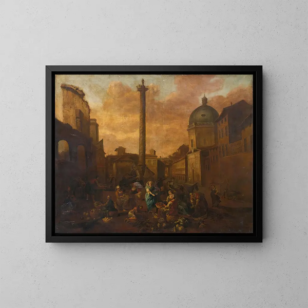 Ansicht von Amsterdam auf einem römischen Markt - Hendrick Mommers — gerahmtes Bild an der Wand