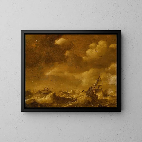 Navigation dans une tempête - Hendrick van Anthonissen — gerahmtes Bild an der Wand