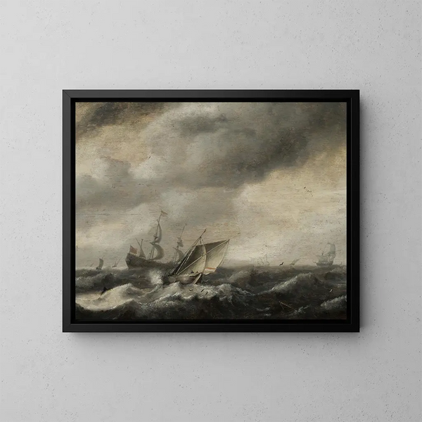 Bateaux en mer - Hendrick van Anthonissen — gerahmtes Bild an der Wand