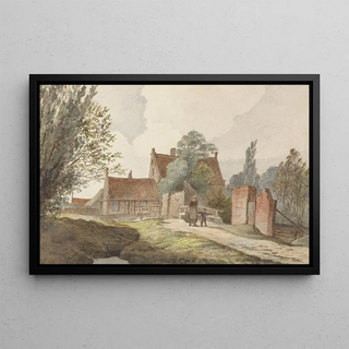 Hendrik Abraham Klinkhamer - Huizen langs een pad bij Amsterdam.webp