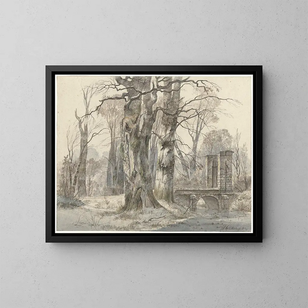 Winterlandschaft mit Tür zwischen Bäumen - Hendrik Gerrit ten Cate — gerahmtes Bild an der Wand