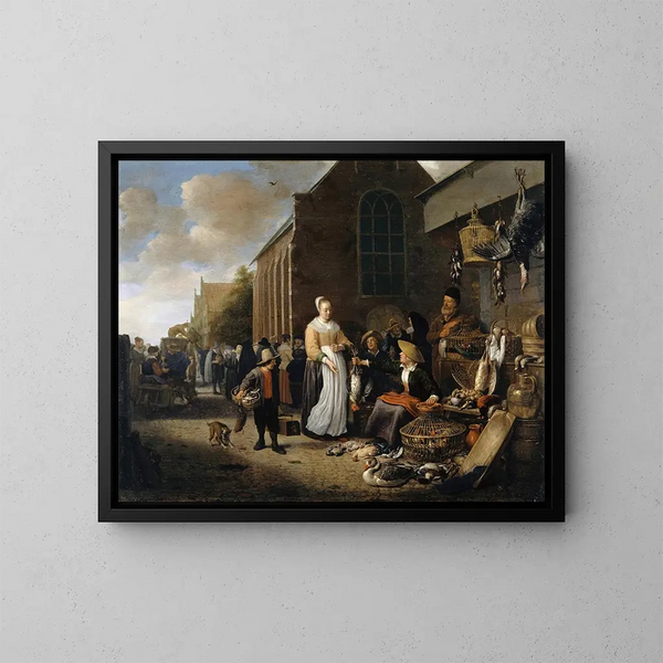 Markt für Geflügel in Rotterdam - Hendrik Martensz Sorgh — gerahmtes Bild an der Wand