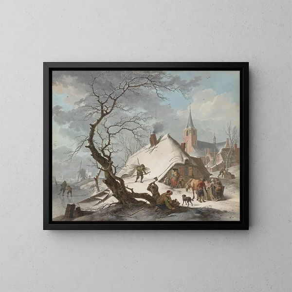 Eine Winterlandschaftsszene - Hendrik Meyer — gerahmtes Bild an der Wand