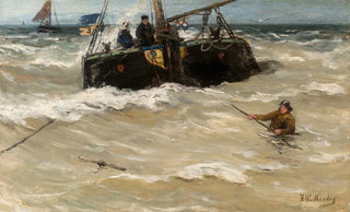 Hendrik Willem Mesdag - Fishing boats in the surf.webp