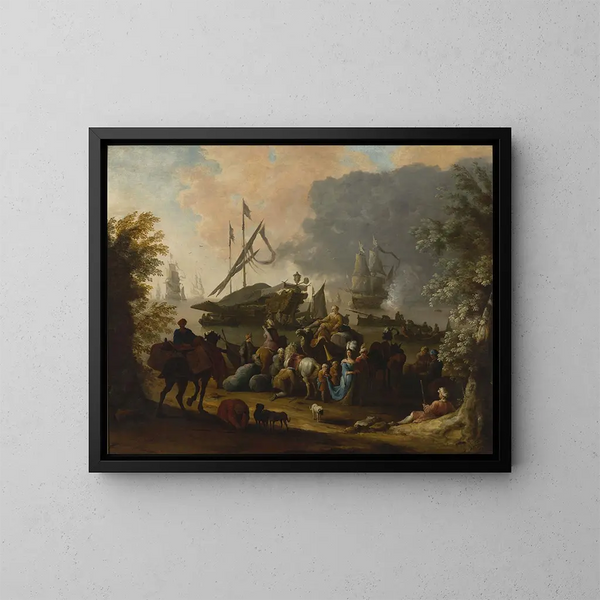 Szene in einem orientalischen Hafen - Hendrik van Minderhout — gerahmtes Bild an der Wand