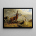 Hirsch am Bergbach - Henry Morris — gerahmtes Bild an der Wand