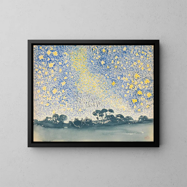 Landschaft mit Sternen - Henri-Edmond Cross — gerahmtes Bild an der Wand