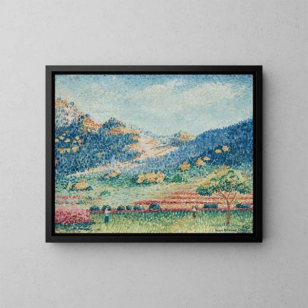 Landschaft mit den kleinen maurischen Bergen - Henri-Edmond Cross — gerahmtes Bild an der Wand