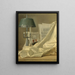 eines Stilllebens mit einer Glühbirnenlampe, einer Partitur, einer Violine oder einer Cistre und einem weißen Satinstoff auf einem Steinsockel - Henri-Horace Roland Delaporte — gerahmtes Bild an der Wand