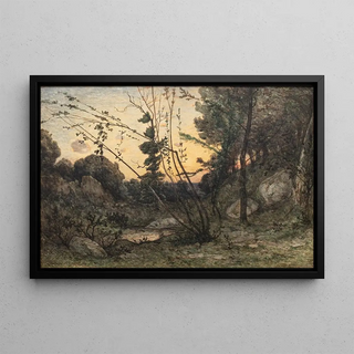 HenriJoseph Harpignies - A clearing at sunset.webp