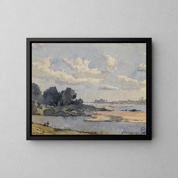 Flussufer - Henri-Joseph Harpignies — gerahmtes Bild an der Wand