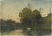 Lumière du soir sur une rive boisée avec des bovins buvant - Henri-Joseph Harpignies — Ansicht des Kunstwerks