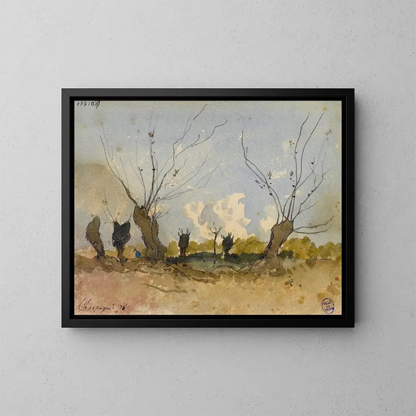 Die weinenden Weiden - Henri-Joseph Harpignies — gerahmtes Bild an der Wand