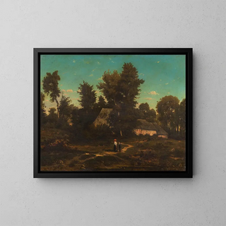 Landschaft mit Hütten - Henri-Joseph Harpignies — gerahmtes Bild an der Wand