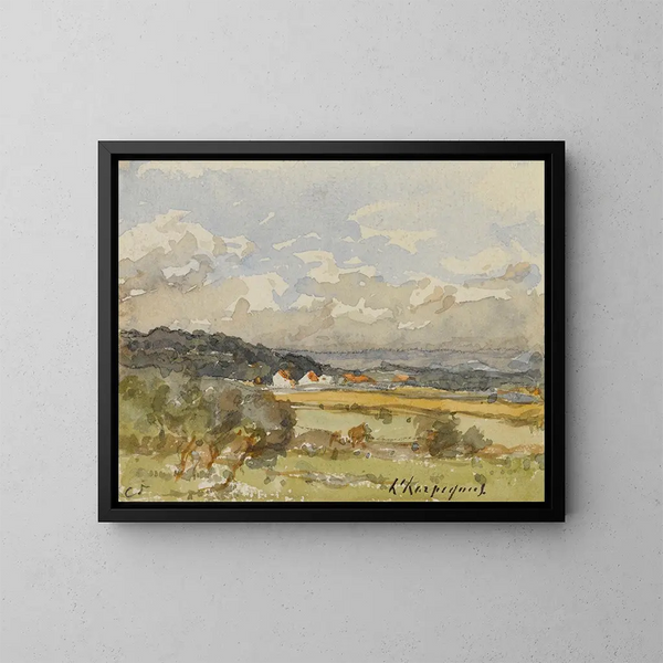 Landschaft mit einigen Hütten - Henri-Joseph Harpignies — gerahmtes Bild an der Wand