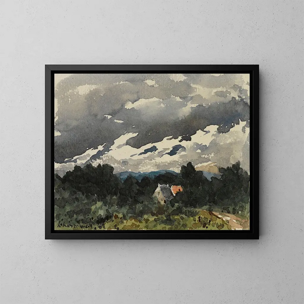 Landschaft mit Wolken im Dämmerlicht - Henri-Joseph Harpignies — gerahmtes Bild an der Wand