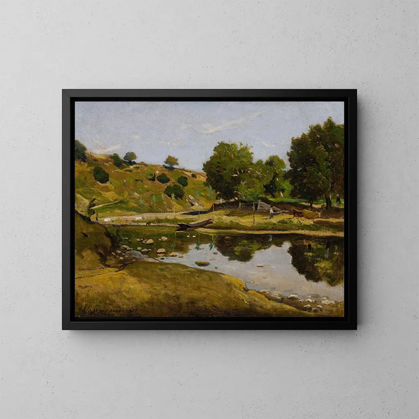 Die Loire bei Nevers - Henri-Joseph Harpignies — gerahmtes Bild an der Wand