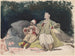 Zwei Puppen oder Marionetten, die auf Kissen sitzen - Henri-Joseph Harpignies — Ansicht des Kunstwerks