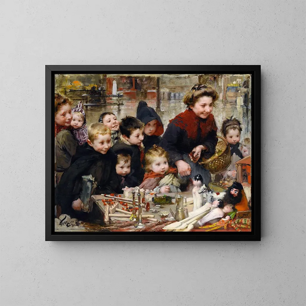 La Joie des petits - Henri Jules Jean Geoffroy — gerahmtes Bild an der Wand