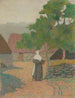 Landschaft: Bäuerin auf dem Weg zu ihrem Bauernhof - Henri Delavalle — Ansicht des Kunstwerks