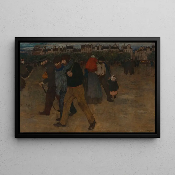 Rückkehr von der Arbeit bei Sonnenuntergang - Henri Evenepoel — gerahmtes Bild an der Wand