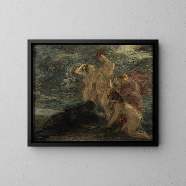 Der Kumpel und die Musen - Henri Fantin-Latour — gerahmtes Bild an der Wand
