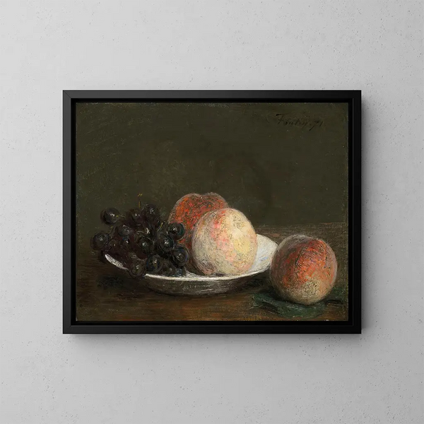 Pfirsiche und Trauben in einer Porzellanschale - Henri Fantin-Latour — gerahmtes Bild an der Wand