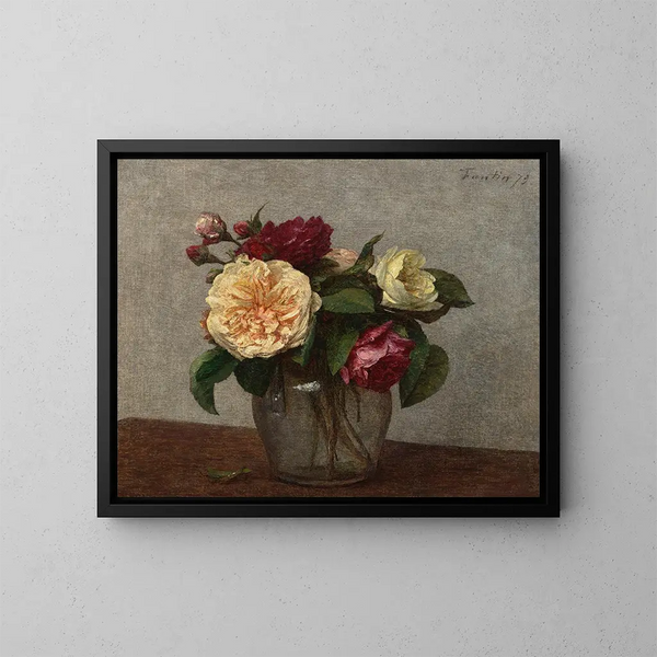 Rosen gelb und rot - Henri Fantin-Latour — gerahmtes Bild an der Wand