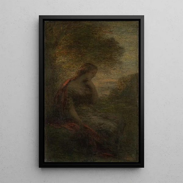 Junge Frau unter einem Baum bei Sonnenuntergang, genannt Herbst - Henri Fantin-Latour — gerahmtes Bild an der Wand