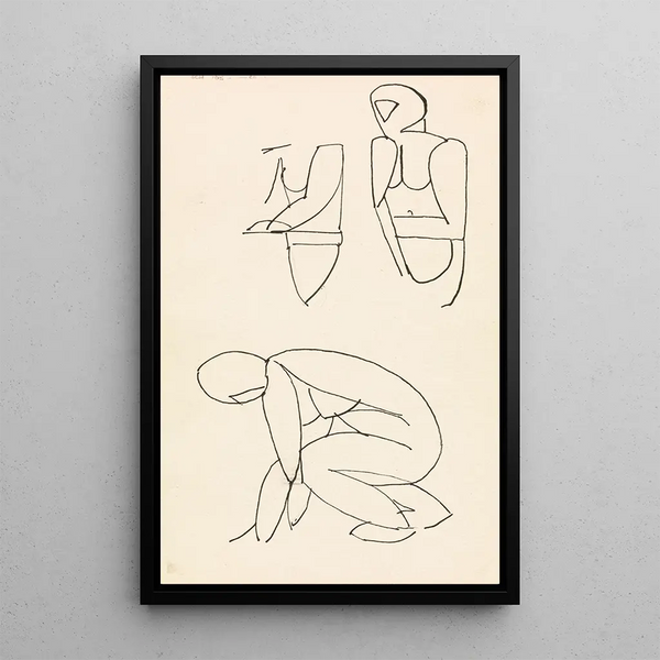 Drei Studien der Figuren - Henri Gaudier-Brzeska — gerahmtes Bild an der Wand