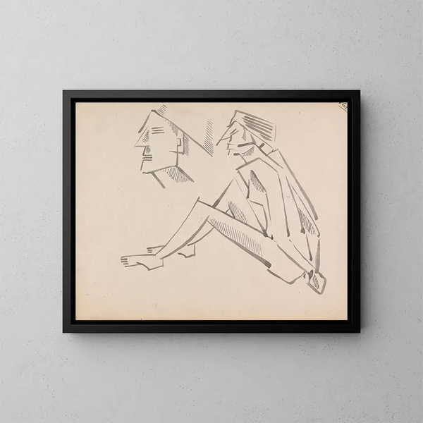 Zwei Studien von Figuren - Henri Gaudier-Brzeska — gerahmtes Bild an der Wand